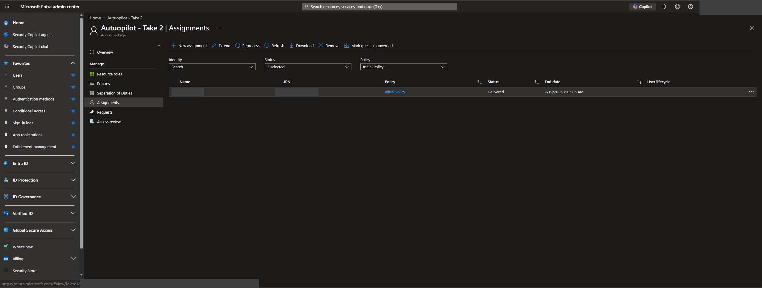 Assignment delivered in the Microsoft Entra admin center